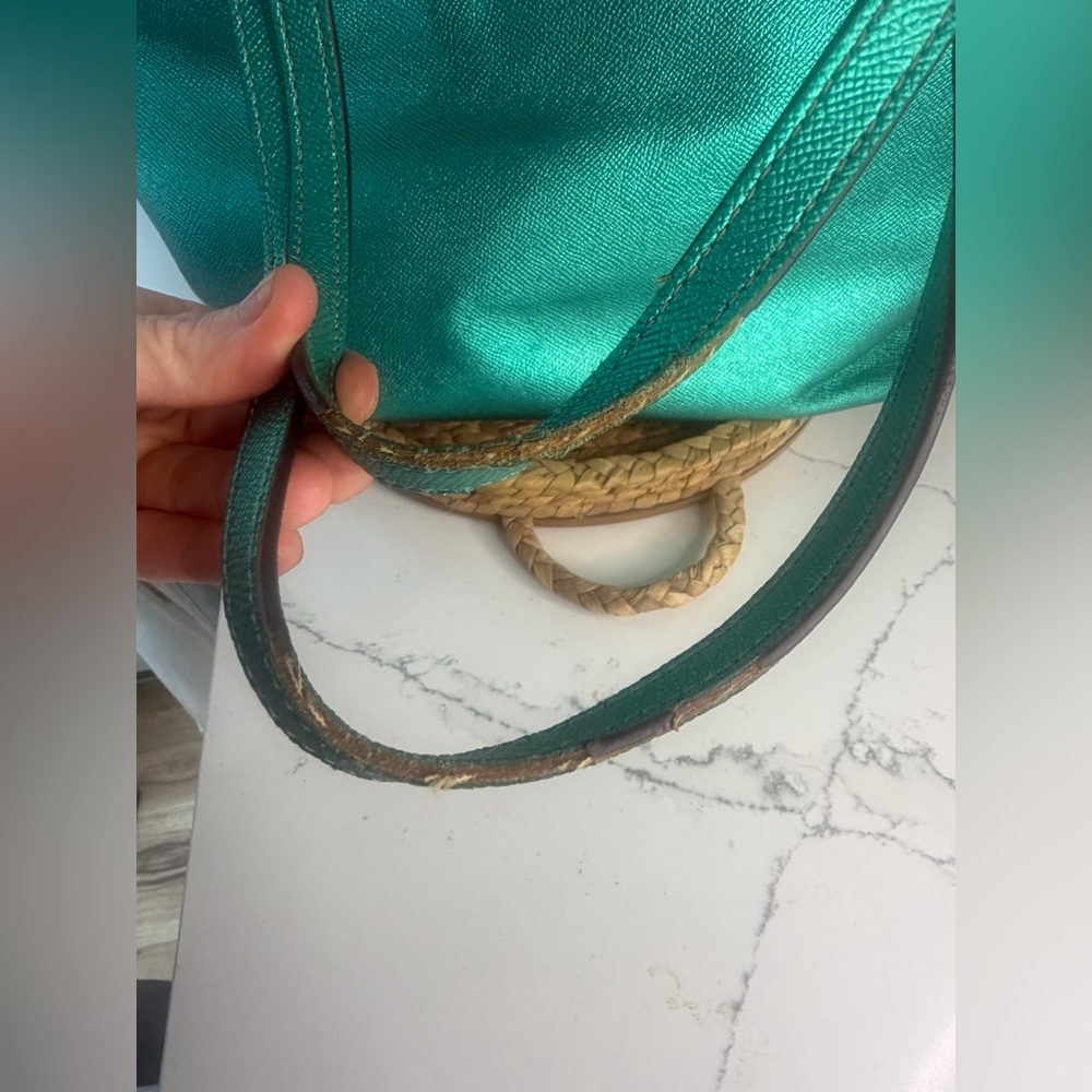 Authentic Coach Metallic Sea Green City Tote & matching Wallet - Picture 9 of 12